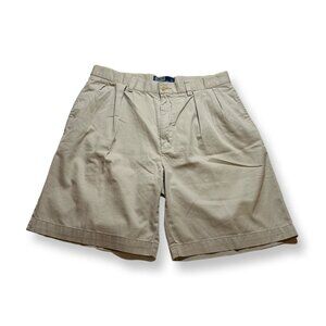 Polo Ralph Lauren Mens Chino Tyler Shorts Size 33 Pleated 9 Inseam Beige Khaki
